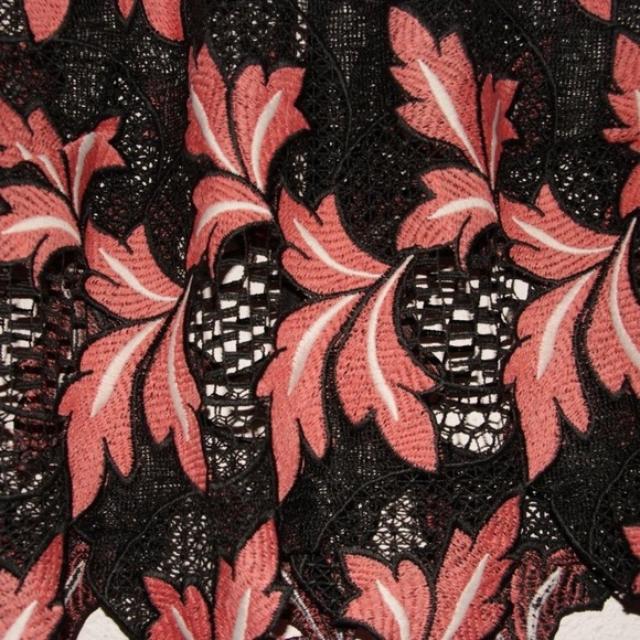 LULU’s Whisper In Your Ear Embroidered Bell Sleeve Crop Top Coral/Black M - Picture 6 of 7